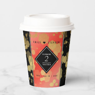 Elegant 2nd Garnet Wedding Anniversary Paper Cups