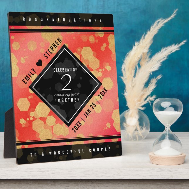 Elegant 2nd Garnet Wedding Anniversary Plaque (Side)