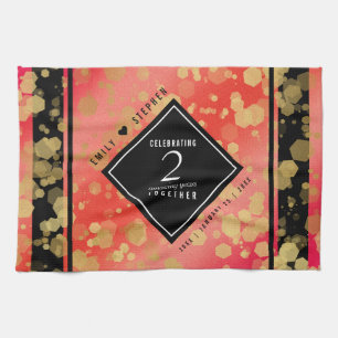 Elegant 2nd Garnet Wedding Anniversary Tea Towel