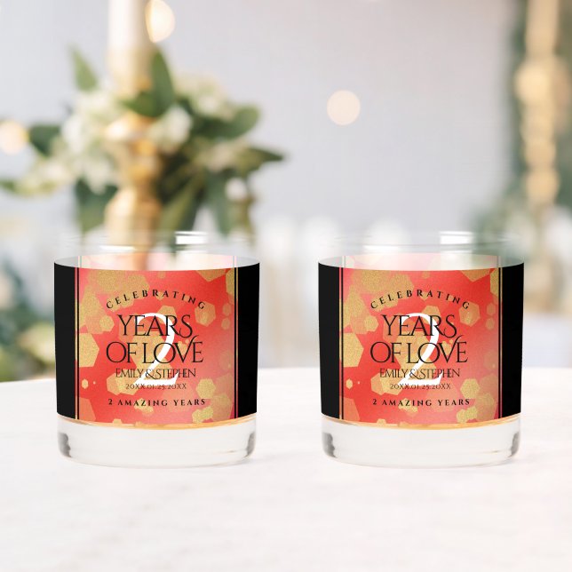 Elegant 2nd Garnet Wedding Anniversary Whiskey Glass (Insitu (Wedding))