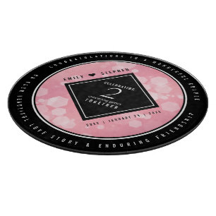 Elegant 2nd Rose Quartz Wedding Anniversary Cutting Board