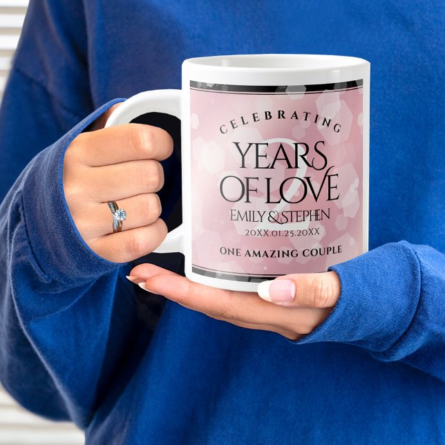 Elegant 2nd Rose Quartz Wedding Anniversary Large Coffee Mug (2nd Wedding Anniversary Jumbo Coffee Mug Cover Photo (Rose Quartz).)