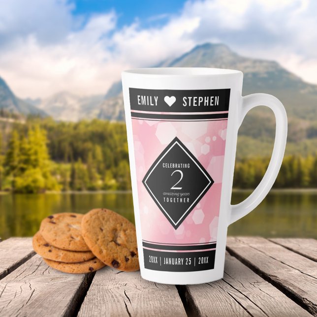 Elegant 2nd Rose Quartz Wedding Anniversary Latte Latte Mug (Creator Uploaded)