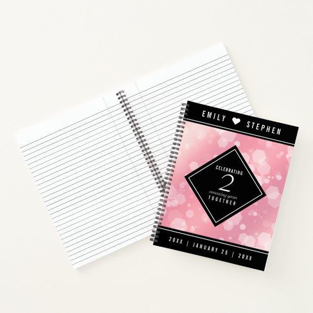 Elegant 2nd Rose Quartz Wedding Anniversary Notebook (Inside)