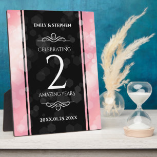 Elegant 2nd Rose Quartz Wedding Anniversary Plaque