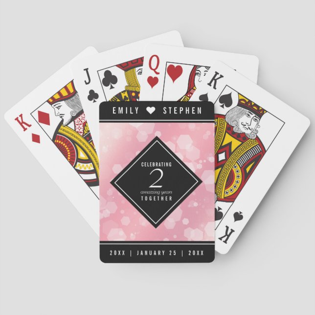 Elegant 2nd Rose Quartz Wedding Anniversary Playing Cards (Back)