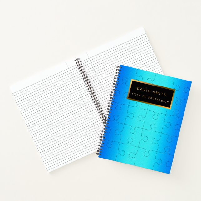 Elegant 2u1 Royal Blue Metal Business Card & Notebook (Inside)