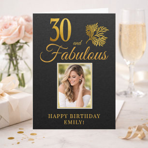 Elegant 30 and Fabulous Twigs 30th Birthday Photo Card