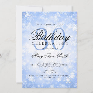 Elegant 30th Birthday Blue Winter Wonderland Invitation