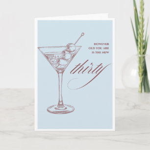 Elegant 30th Birthday Cocktail Greeting Card