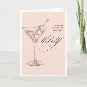 Elegant 30th Birthday Cocktail Greeting Card