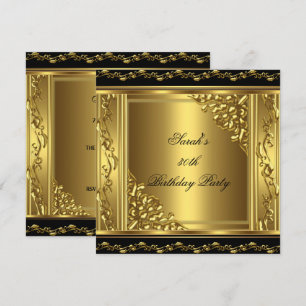 Elegant 30th Birthday Gold Black Gold Floral 3 Invitation