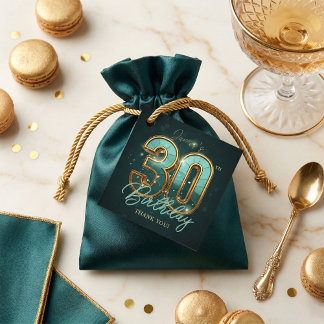 Elegant 30th Birthday Gold Teal 3D Effect Luxury Favour Tags