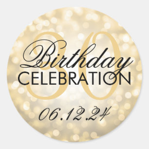 Elegant 30th Birthday Party Gold Glitter Lights Classic Round Sticker