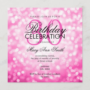 Elegant 30th Birthday Party Pink Glitter Lights Invitation