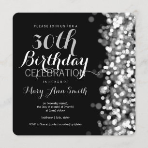 Elegant 30th Birthday Party Silver Lights Invitation