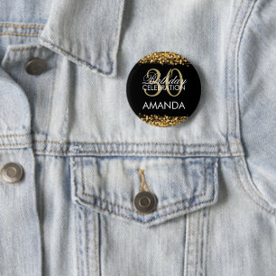 Elegant 30th Birthday Party Sparkles Gold 6 Cm Round Badge