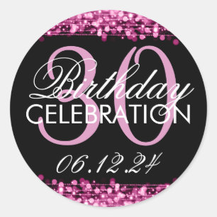 Elegant 30th Birthday Party Sparkles Pink Classic Round Sticker