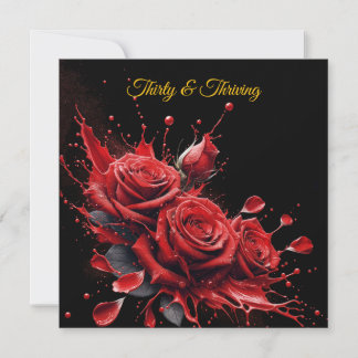 Elegant 30th Birthday - Roses in Bloom Invitation