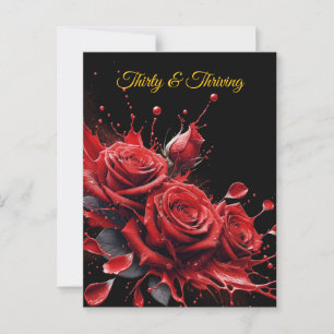 Elegant 30th Birthday - Roses in Bloom Postcard