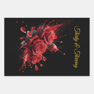 Elegant 30th Birthday - Roses in Bloom Wrapping Paper Sheet