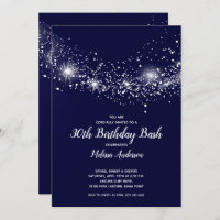 Elegant 30th Birthday Stars Navy Blue