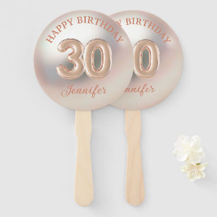 elegant 30th happy birthday rose gold luxury hand fan