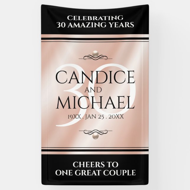Elegant 30th Pearl Wedding Anniversary Celebration Banner (Vertical)