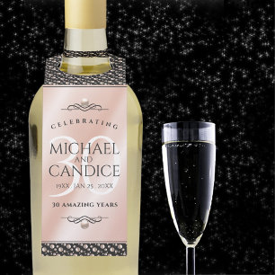 Elegant 30th Pearl Wedding Anniversary Celebration Bottle Tag