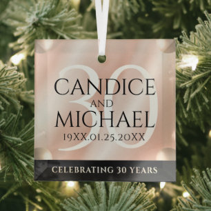 Elegant 30th Pearl Wedding Anniversary Celebration Glass Tree Decoration