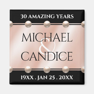 Elegant 30th Pearl Wedding Anniversary Celebration Magnet