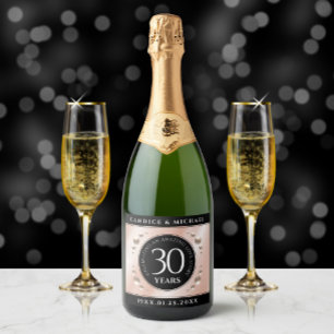 Elegant 30th Pearl Wedding Anniversary Celebration Sparkling Wine Label