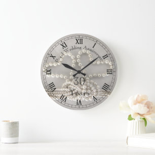 Elegant 30th Pearl Wedding Anniversary Clock 
