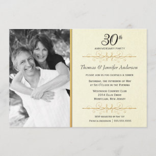 Elegant 30th Wedding Anniversary Party Invitations