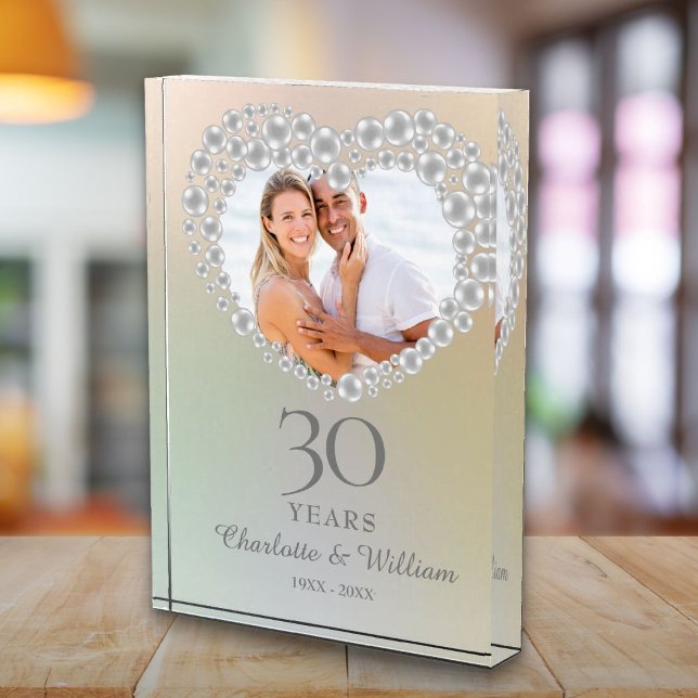 Elegant 30th Wedding Anniversary Pearl Photo Block (Elegant 30th Wedding Anniversary Pearl Photo Block)