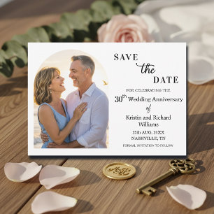 Elegant 30th Wedding Anniversary Photo Save The Date