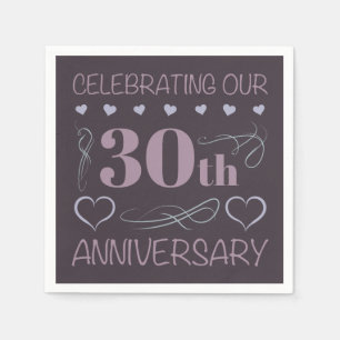 Elegant 30th Wedding Anniversary Purple Napkin