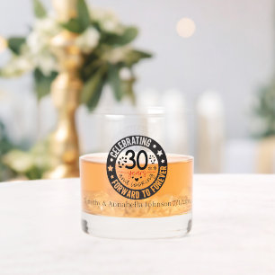 Elegant 30th year Anniversary add names date Whiskey Glass