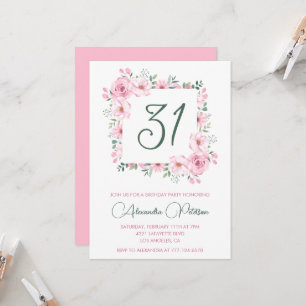 Elegant 31st birthday invitations Floral Pink