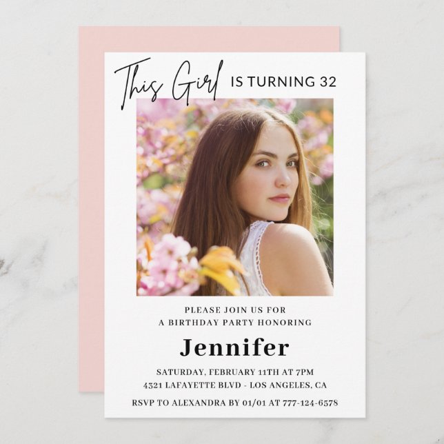 Elegant 32nd birthday invitations Photo Modern (Front/Back)