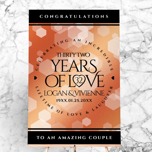 Elegant 32nd Bronze Wedding Anniversary Acrylic Sign (Elegant 32nd Bronze Wedding Anniversary Acrylic Sign Cover Photo)