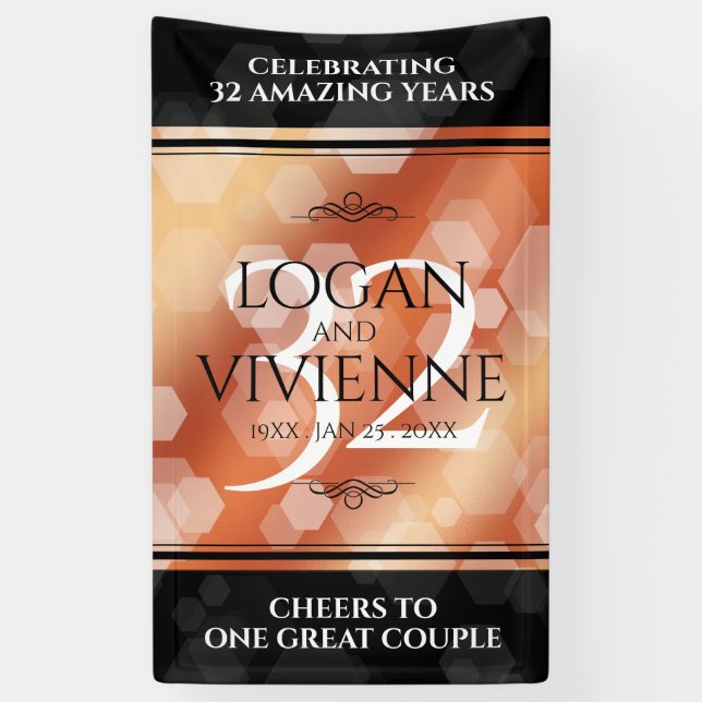 Elegant 32nd Bronze Wedding Anniversary Banner (Vertical)