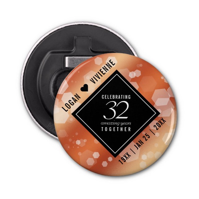 Elegant 32nd Bronze Wedding Anniversary Bottle Opener (Front)