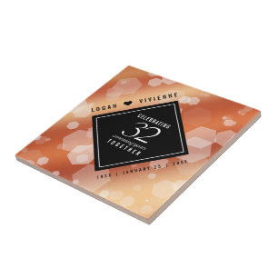 Elegant 32nd Bronze Wedding Anniversary Ceramic Tile