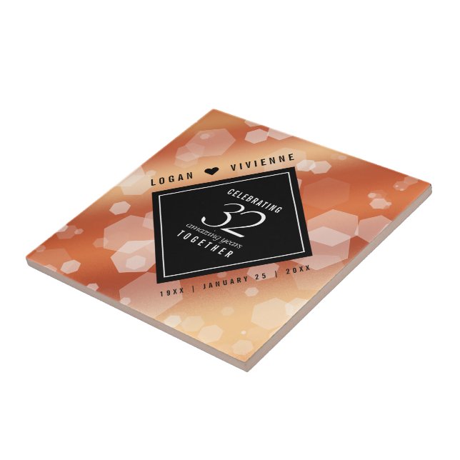 Elegant 32nd Bronze Wedding Anniversary Ceramic Tile (Side)