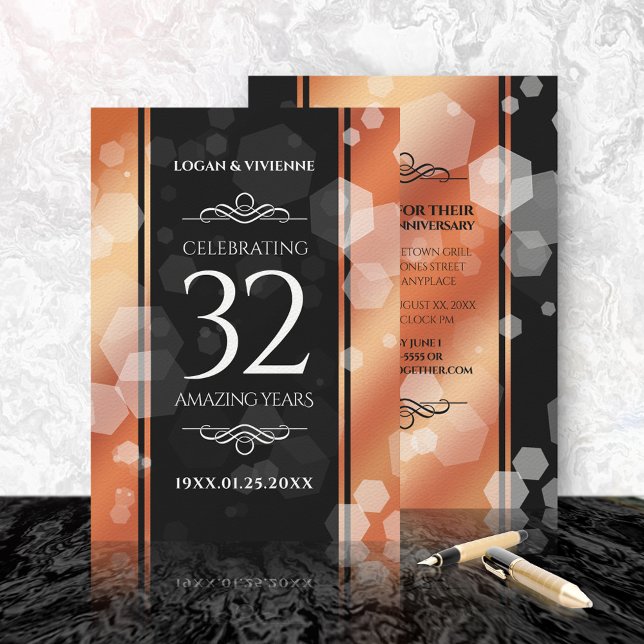 Elegant 32nd Bronze Wedding Anniversary Invitation (Creator Uploaded)