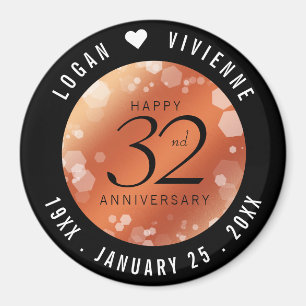 Elegant 32nd Bronze Wedding Anniversary Magnet