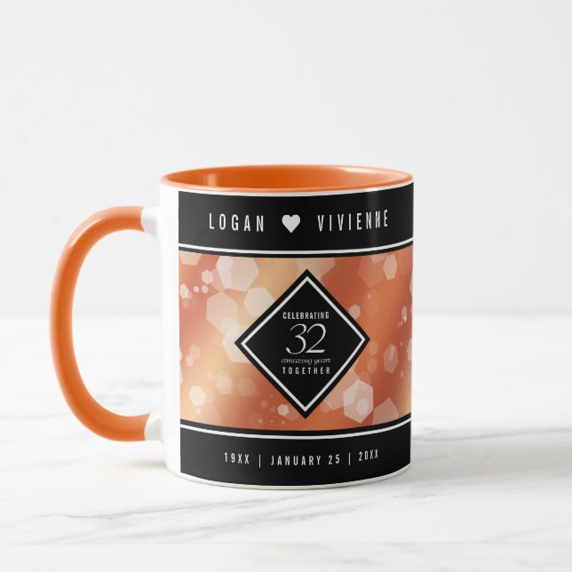 Elegant 32nd Bronze Wedding Anniversary Mug (Left)