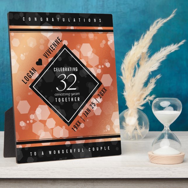 Elegant 32nd Bronze Wedding Anniversary Plaque (Side)