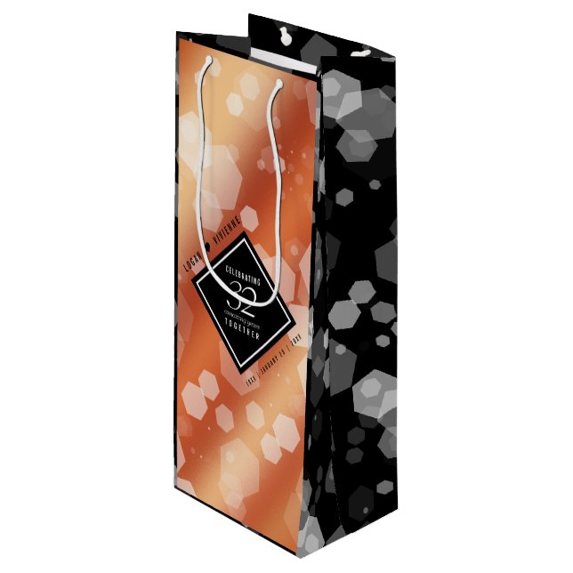 Elegant 32nd Bronze Wedding Anniversary Wine Gift Bag (Front Angled)